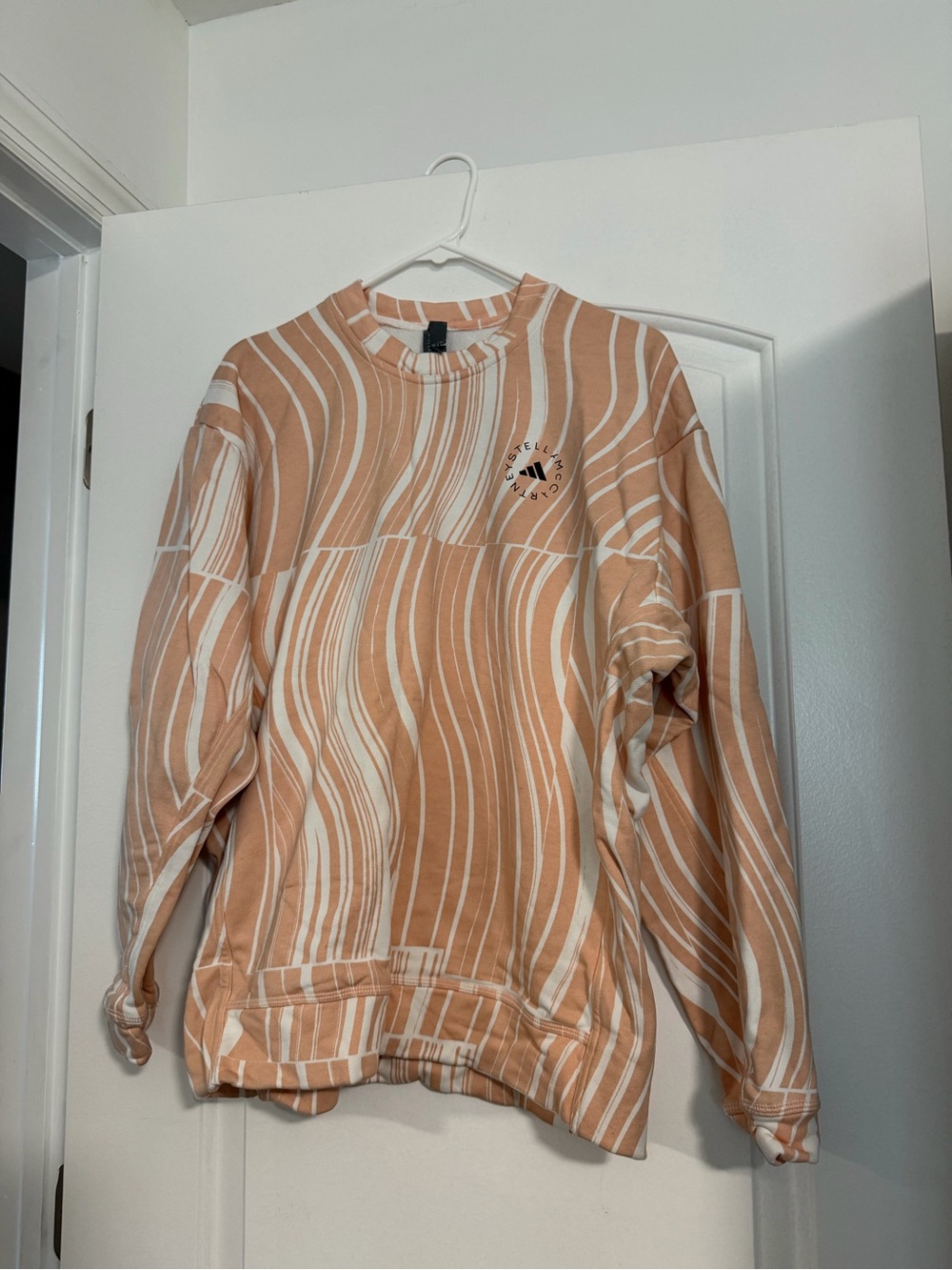 Adidas x Stella McCartney Peach Wave-Print Crewneck Sweater